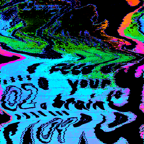 feed your brain glitched doodle
